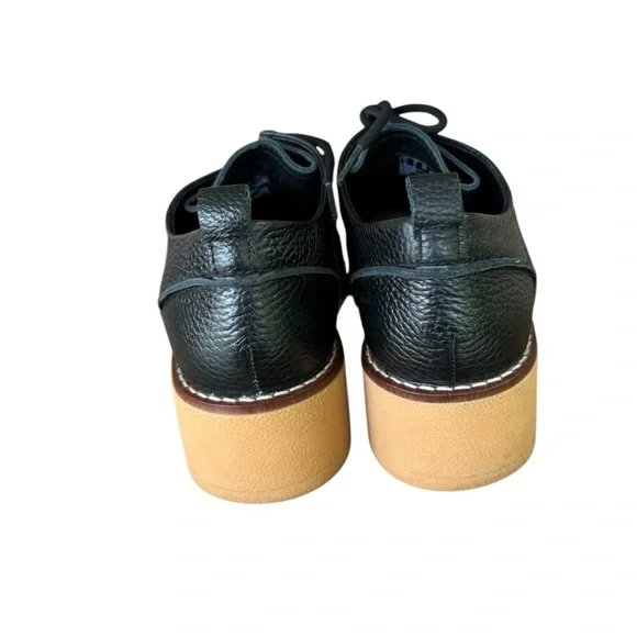 Clarks Eden Women's Size 9 Black Mid Lace Chunky Leather Loafer Shoes - Picture 5 of 7